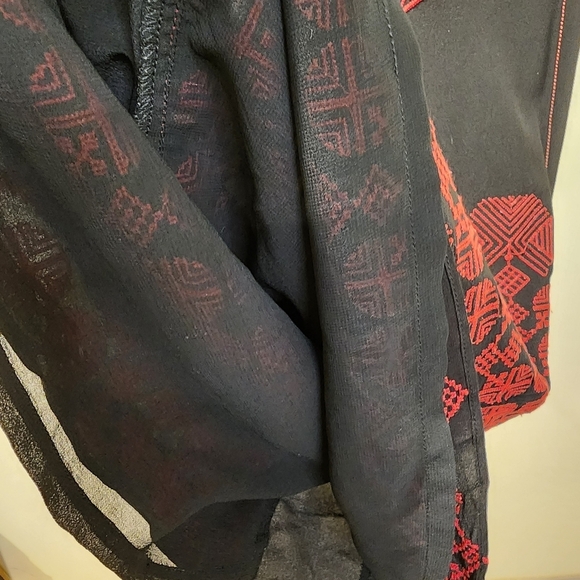 TINY by Anthropologie Black and Red Embroidered 100% Silk mini dress size M - Picture 9 of 11